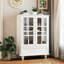Buffet blanc avec portes doubles en verre et tiroir - Armoire moderne en bois massif avec armoire de rangement