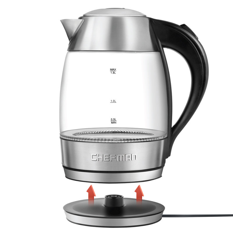 Chefman Fast-Boiling Glass Electric Kettle, 1.7-Liter