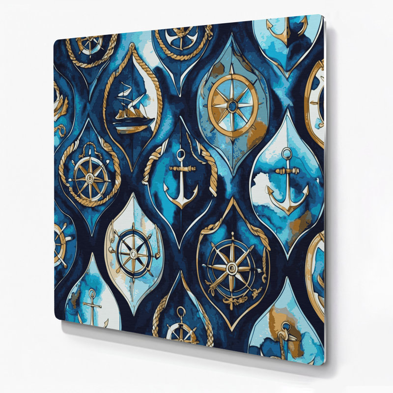 Nautical Shield designs, art mural gris en métal, H 8 po x l 8 po