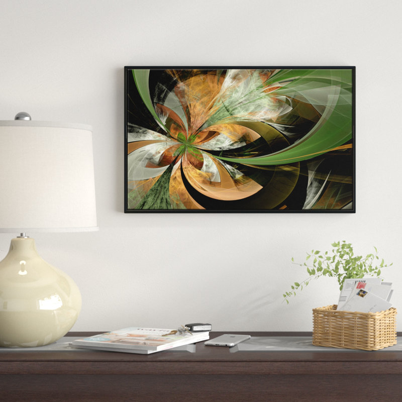 «Orange and Green Large Fractal Flower», reproduction d'impression sur toile tendue, H 16 po x l 32 po x P 1 po