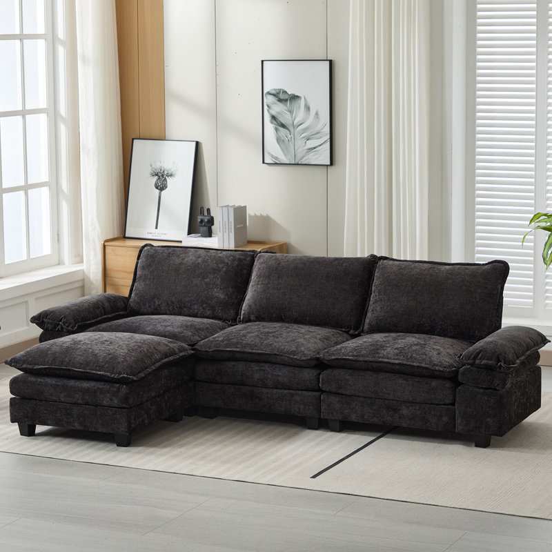 Accoudoirs coussinés en chenille de 108,7 po Millcreek, Noir
