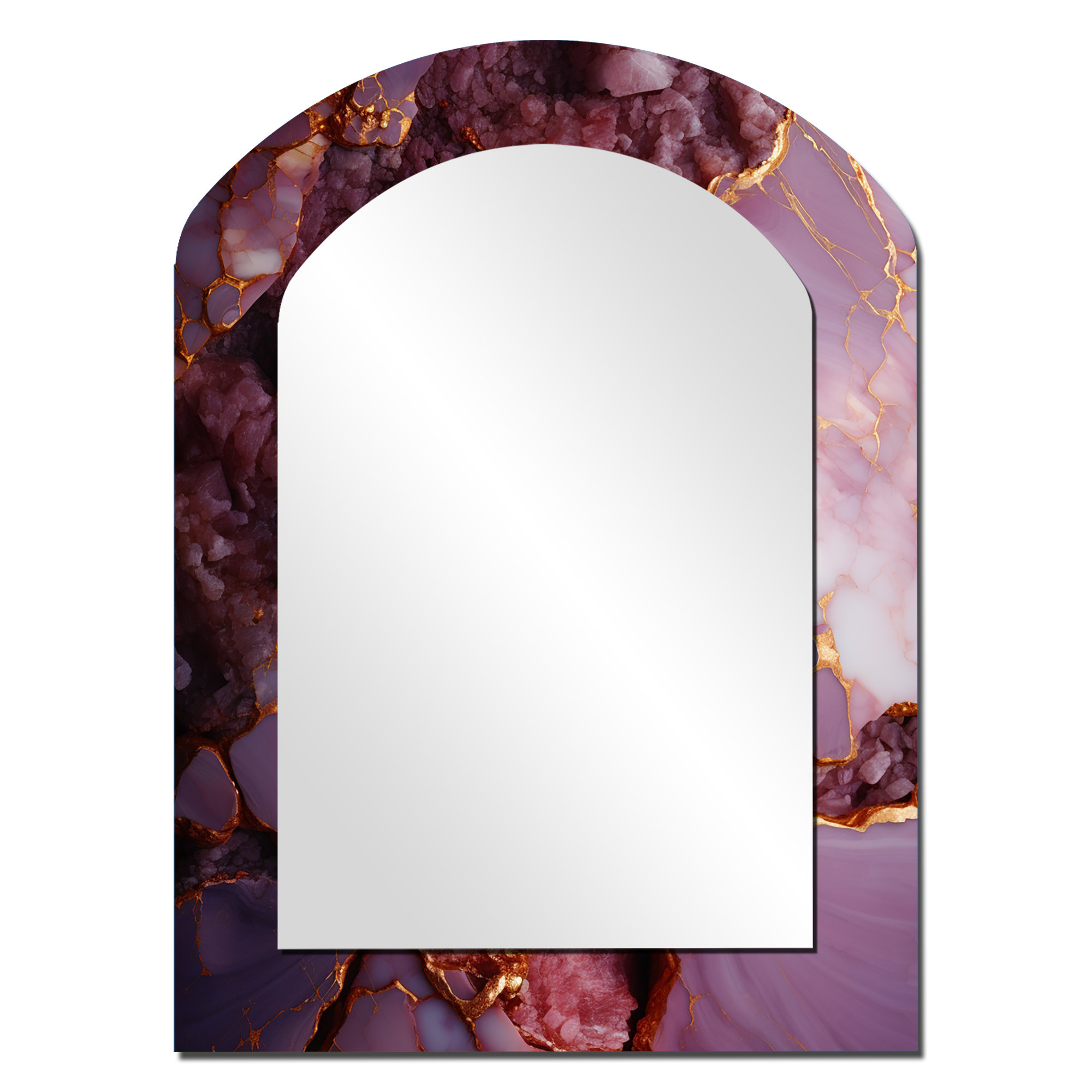 Mercer41 Pink and gold Marble agate river I - Abstract Arch Wall Mirror ...