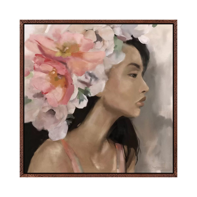Flower Crown by Carol Robinson - Painting on Canvas, 93.98 cm H x 93.98 cm W, Classic Brown Wood Framed