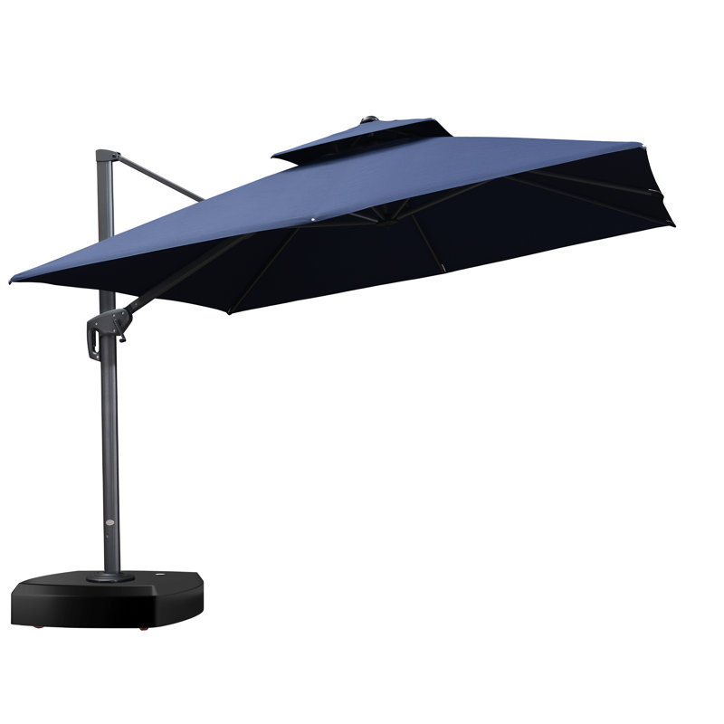 Parasol extérieur carré de 120 po avec base à roulettes incluse, bleu marine, H 100,68 po x l 120 po x P 120 po, Marine