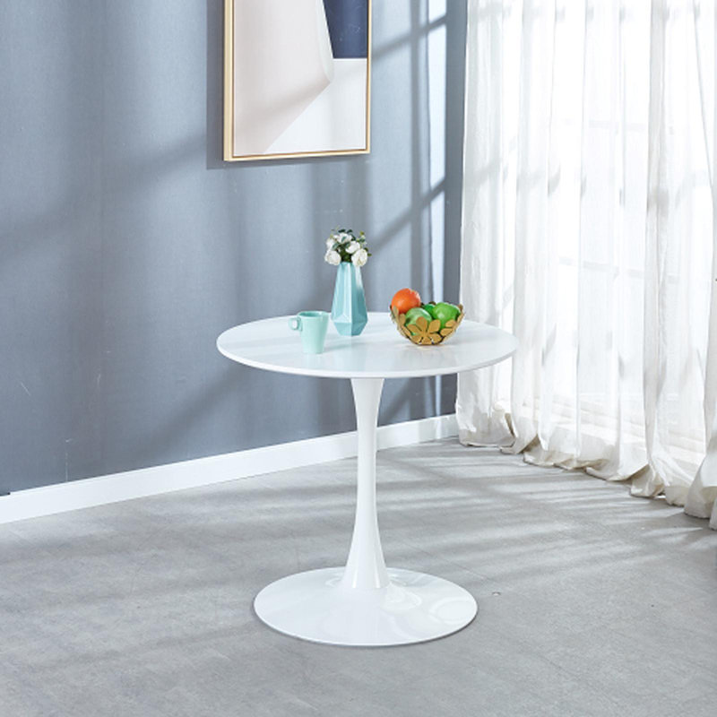 Table de salle à manger 31,5 "de couleur blanche à plateau tulipe de style Mid-Century pour 2 à 4 personnes avec plateau en MDF rond, table de salle à manger à piédestal, table basse de loisirs