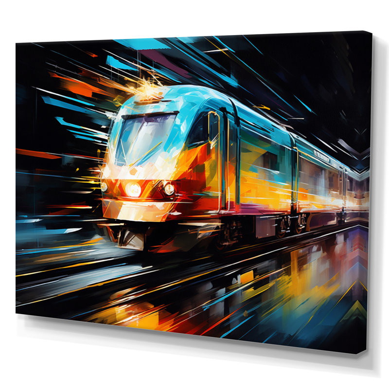 Abstracted Train Velocity - Transportation Canvas Wall Art, Toile tendue, H 12 po x l 20 po x P 1 po