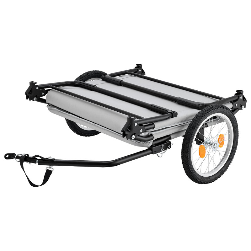 Chariot de vélo pliant pour camping-car 300 lb avec roues de 16 pouces, revêtement PU2000, structure en acier au carbone, installation rapide, convient aux roues de 22 à 28 pouces, pour le camping hors route et le fret