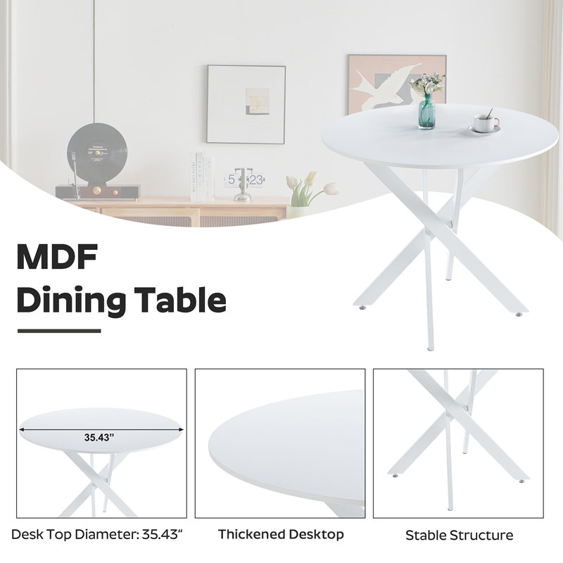 Table de salle à manger 36 po à base ronde en métal pour 2 à 4 personnes, petite table de cuisine et chaises Ensemble de table à dîner en métal moderne de 36 po pour la cuisine et le salon
