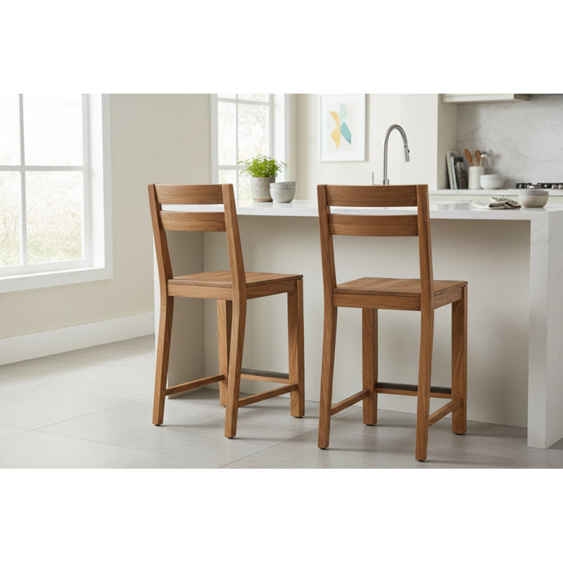 Shawn Solid Wood Counter Stool with Solid Wood Frame