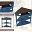 Petite table d'angle à 3 niveaux pour les espaces, pieds en bois massif de 33,8 po de long, finition bleu marine, plantes de rangement et objets de collection, surface imperméable, pas de trous de vis exposés