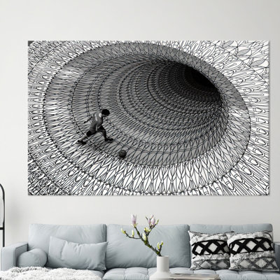 Art mural abstrait moderne d'inspiration optique avec effet 3D sur toile de coton, idéal pour la décoration intérieure et les amateurs d'art