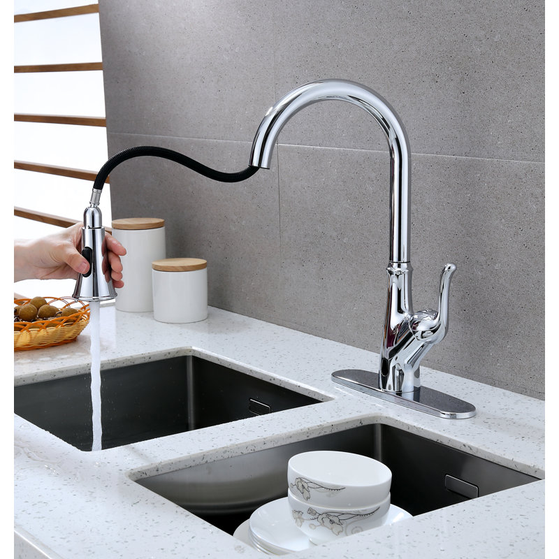 RunFine Group Brisbane Pull Down Touchless Kitchen Faucet, Chrome