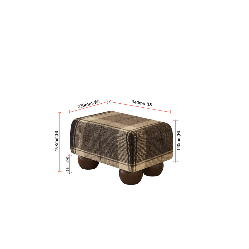 Subramanya Mahogany Wood Bun Feet - Tartan - Marl Grey, Mahogany