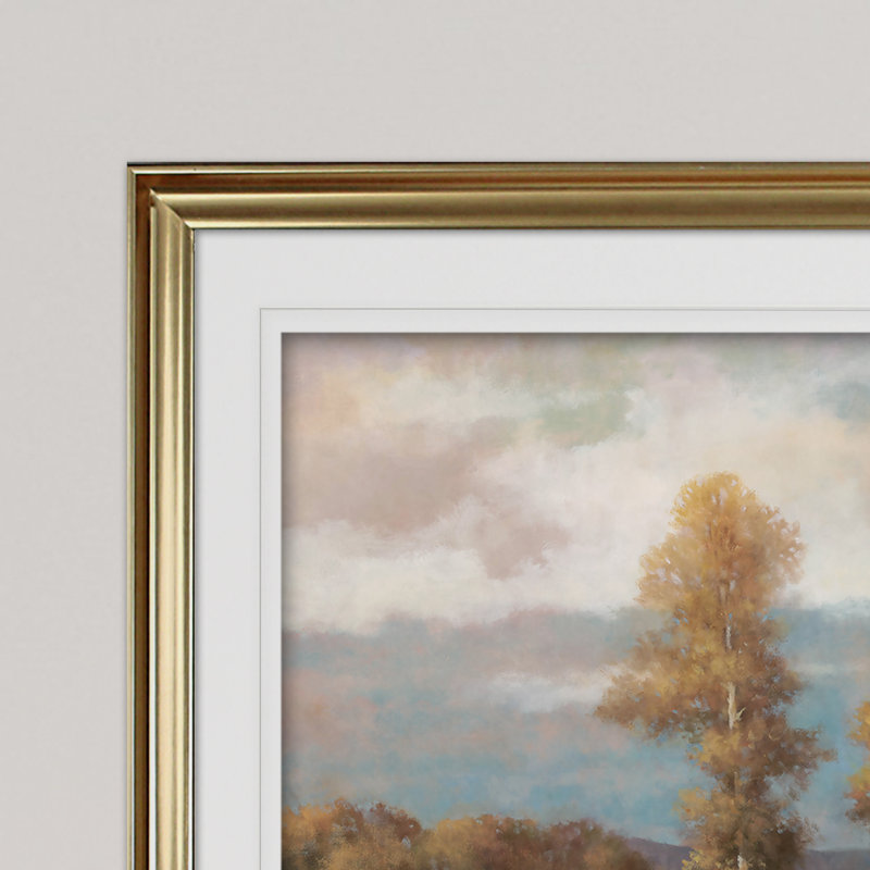« winding river ii », reproduction de peinture à l’acrylique encadrée, H 20 po x l 24 po x P 1,5 po, Or