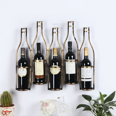 Knolan 5 Bottle Wall Mounted Wine Bottle Rack in Bronze