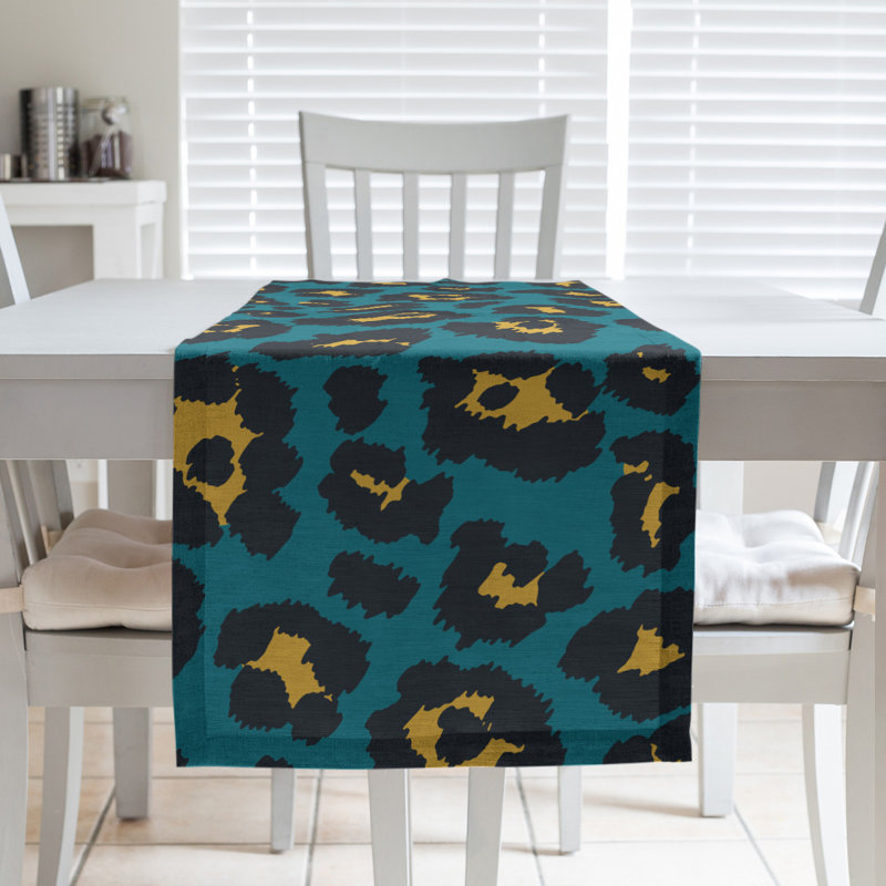Chemin de table à imprimé animal, 90 po x 16 po, Blue/Black/Yellow