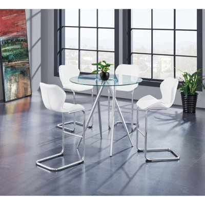 VICE BAR TABLE AND WHITE BAR STOOL SET