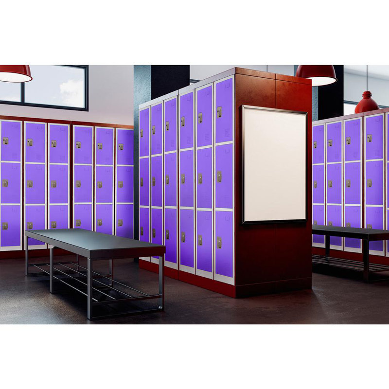 72" Purple Solid Steel Freestanding 3-Tier Locker Set
