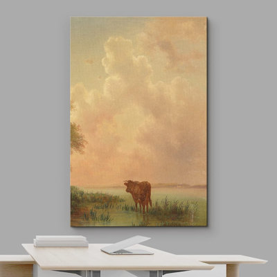 Nuage pastel aquarelle ciel ferme de vache nature paysage moderne Art déco minimaliste rustique