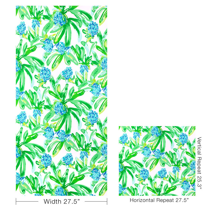 Lilly Pulitzer Island Exotic Wallpaper, Green/Blue