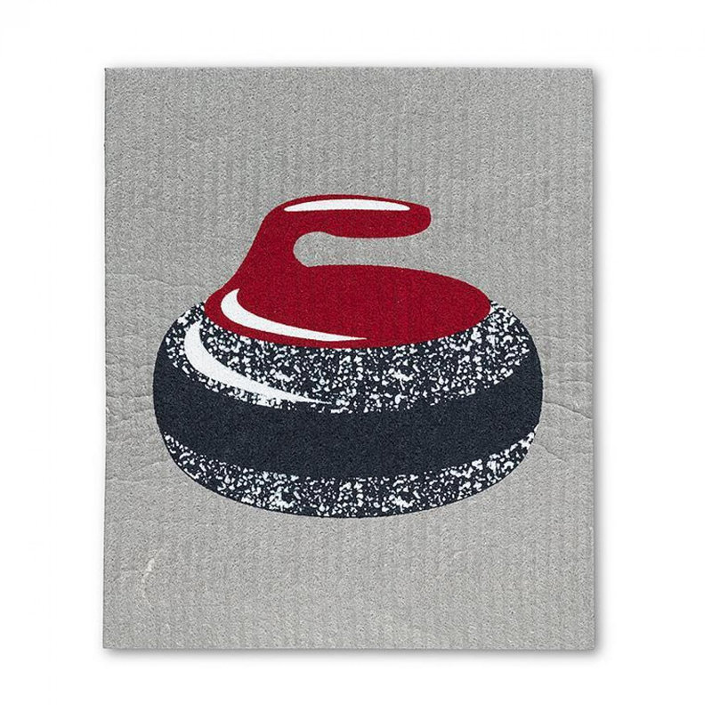 Set Of 2 Curling Rock & Brooms Dishcloth