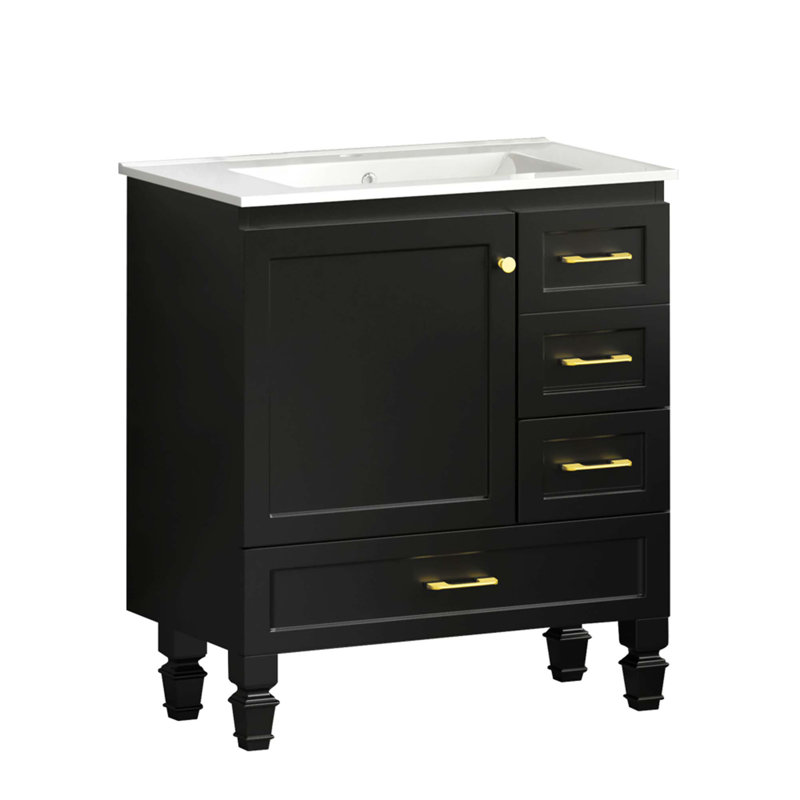 Meuble-lavabo élégant avec rangement spacieux et fonctionnalité de fermeture en douceur, Noir