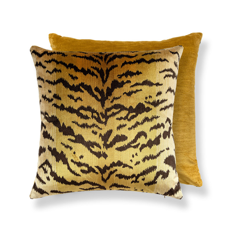Wild Glamour Silk Lumbar Pillow Cover & Insert, 22" H x 22" W x 6" D, Ivory/Gold/Black