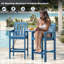 Ensemble de chaises hautes Adirondack avec plateau intégré, mobilier de jardin hauteur bar