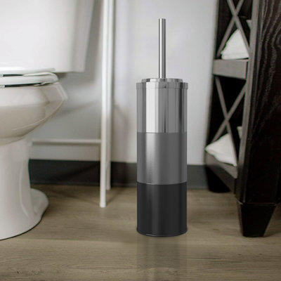 Porte-brosse de toilette en acier inoxydable pour salle de bain. Finition platine 3 tons avec doublure en plastique complète à l'intérieur pour éviter les gouttes.