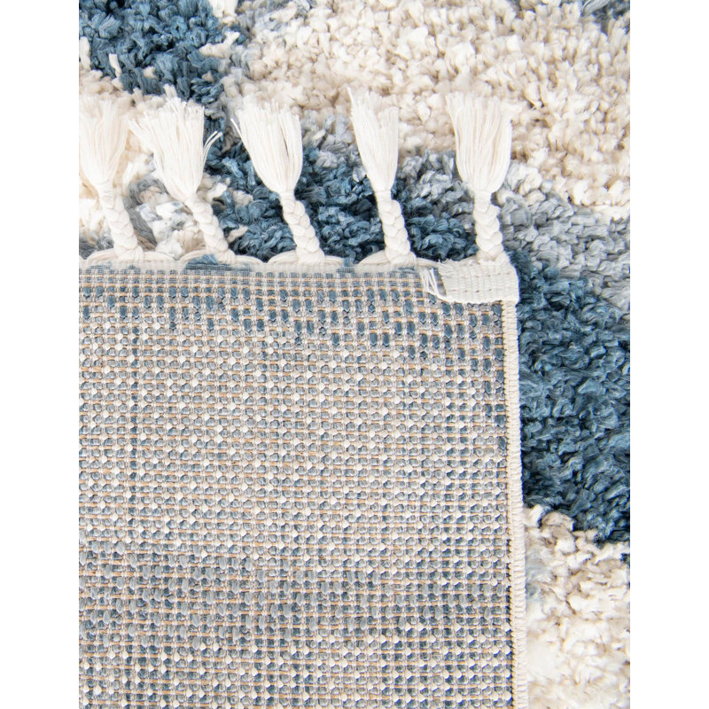Mitzy Geometric Blue Area Rug, Rectangle 3'3" x 5'3"