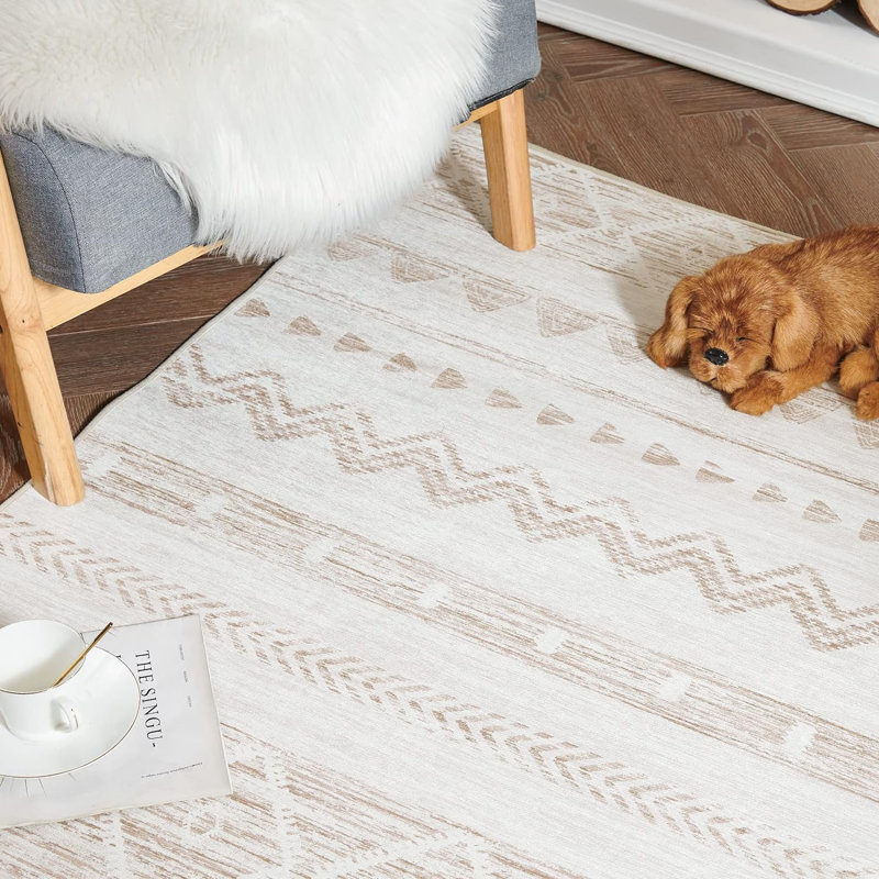 Khalida Chenille Mashine Washable Vintage Indoor Arae Rug with Non-Slip Backing for Bedroom Living Room Kitchen Entryway