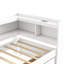 Lit simple avec bibliothèques en forme de L, ports de chargement et deux tiroirs en pin blanc pour la chambre à coucher, prises de courant encastrées Space Solution, rangement facile à assembler, design