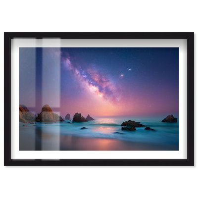 Shore of a Million Stars II Shadowbox Print Travel Photography by Notoriart, Black Frame, 25 x 17