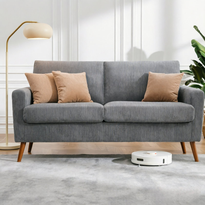 Canapé 68 po Mid Century Modern, Dark Gray