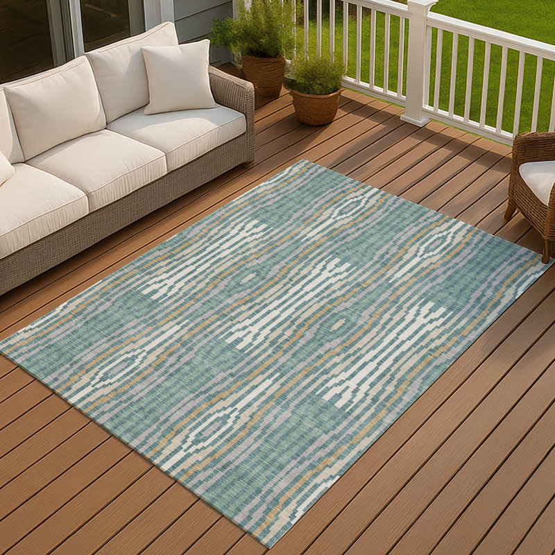 Machine Washable Indoor/Outdoor Chantille ACN2666 Modern Rug, Teal, 8' x 10'