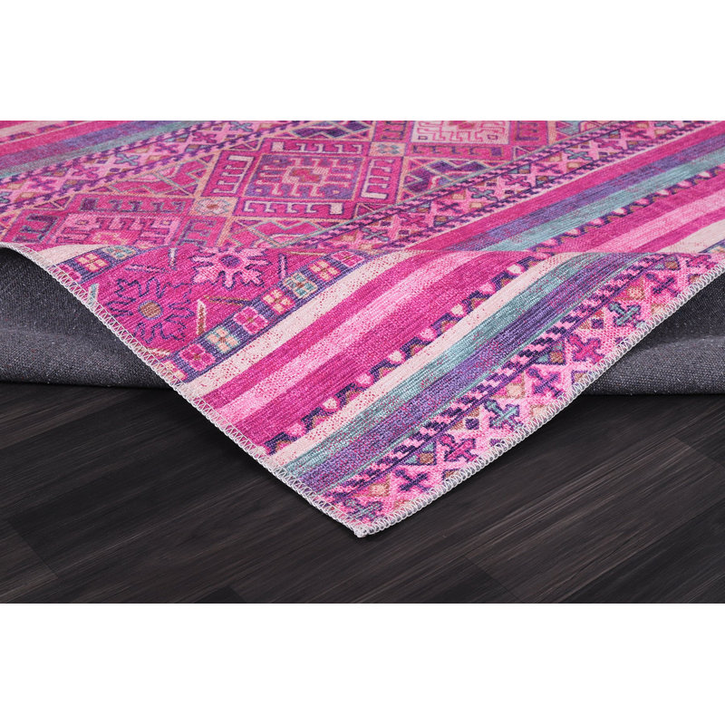 Oriental Cotton and Chenille Flatweave Area Rug, 80 x 300 cm