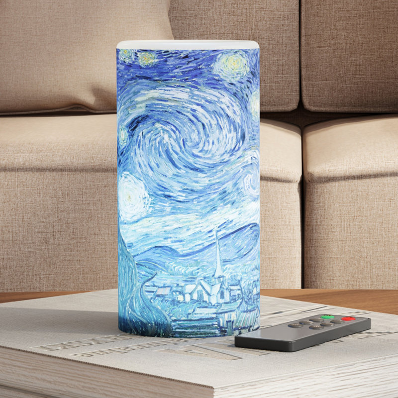 LED Lighted Canvas- Starry Night and Candle Set, 16'' H x 20'' W x 0.75'' D