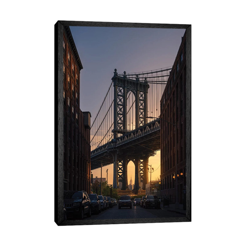 Bridge 1 Piece Wall Art on Canvas, 66.04cm H x 45.72cm W x 3.81cm D, Black Floater Framed