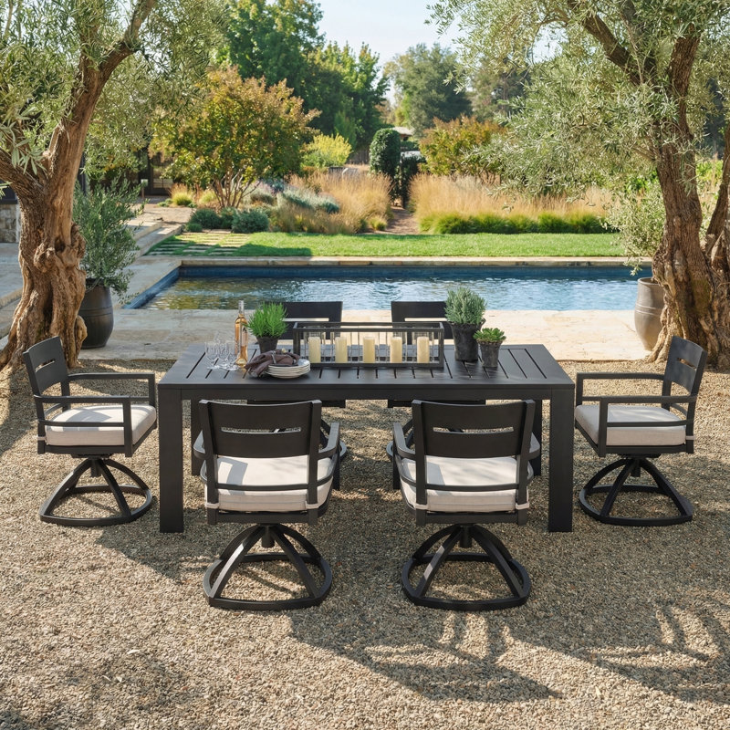 Chaises de patio berçantes pivotantes en aluminium avec coussins Sunbrella Anna, Gris