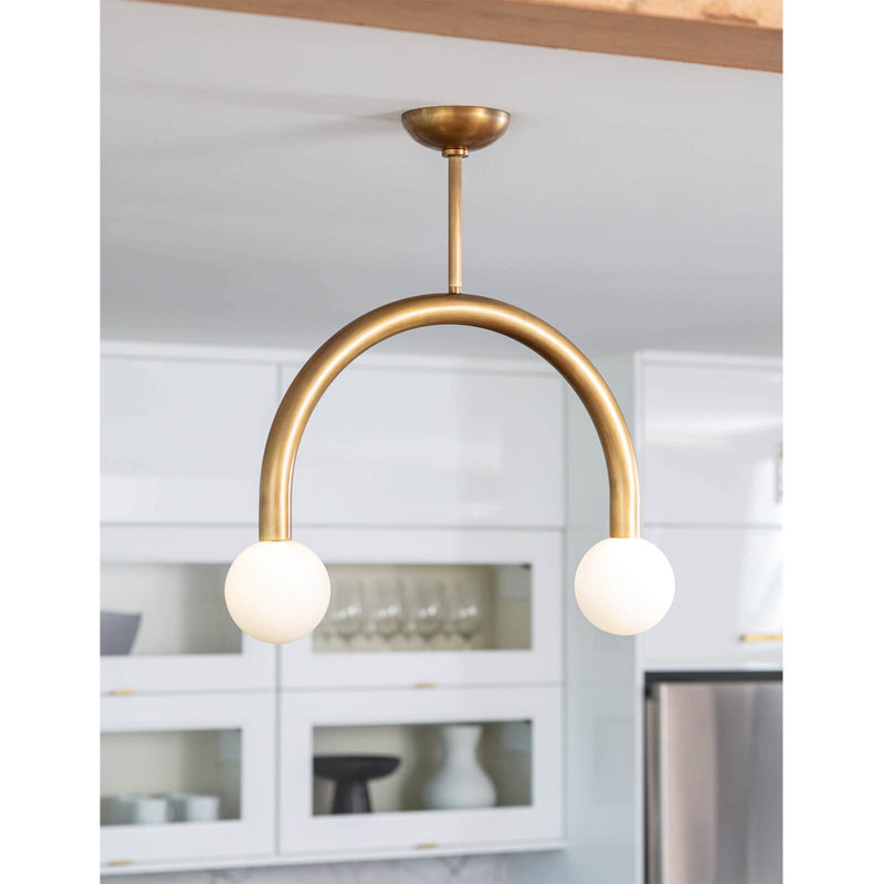 Luminaire suspendu Happy, H 16 po x l 22,5 po x P 5 po, Laiton naturel