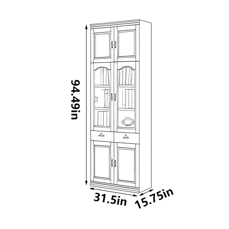 Bibliothèque classique et pratique, (5 tablettes) H 94,49 po x l 31,5 po x P 15,75 po