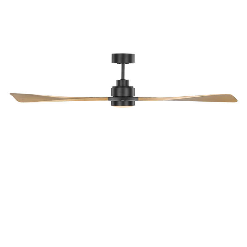 Trillium Smart 60 LED Ceiling Fan, Natural Honey, Midnight Black