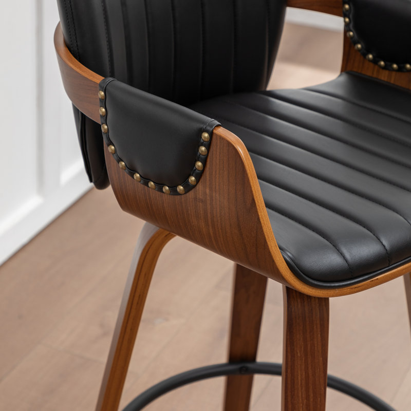 Tabouret de comptoir pivotant avec structure en bois Youngstown, Noir