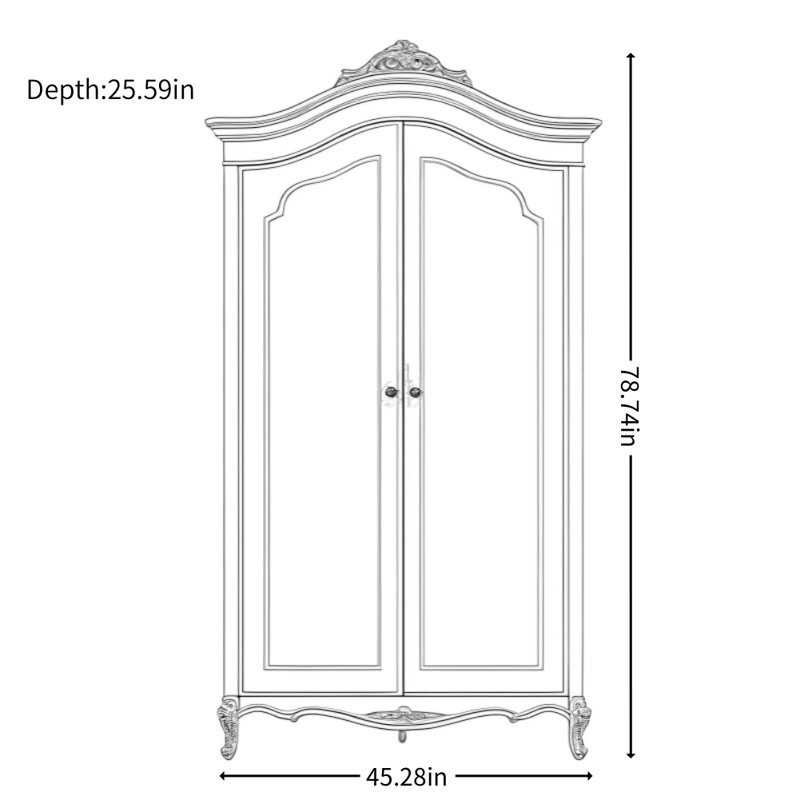 Armoire en bois massif de style américain, White