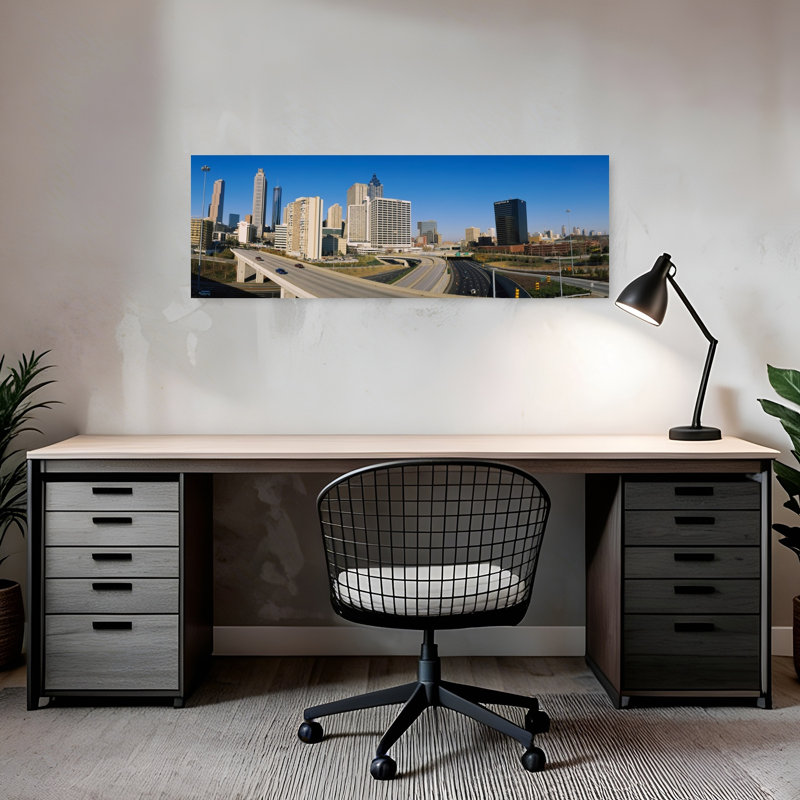 Skyscrapers in a city Cityscape Atlanta Georgia USA 1 Piece Wrapped Canvas Panoramic Wall Art, 30.48 cm H x 91.44 cm W