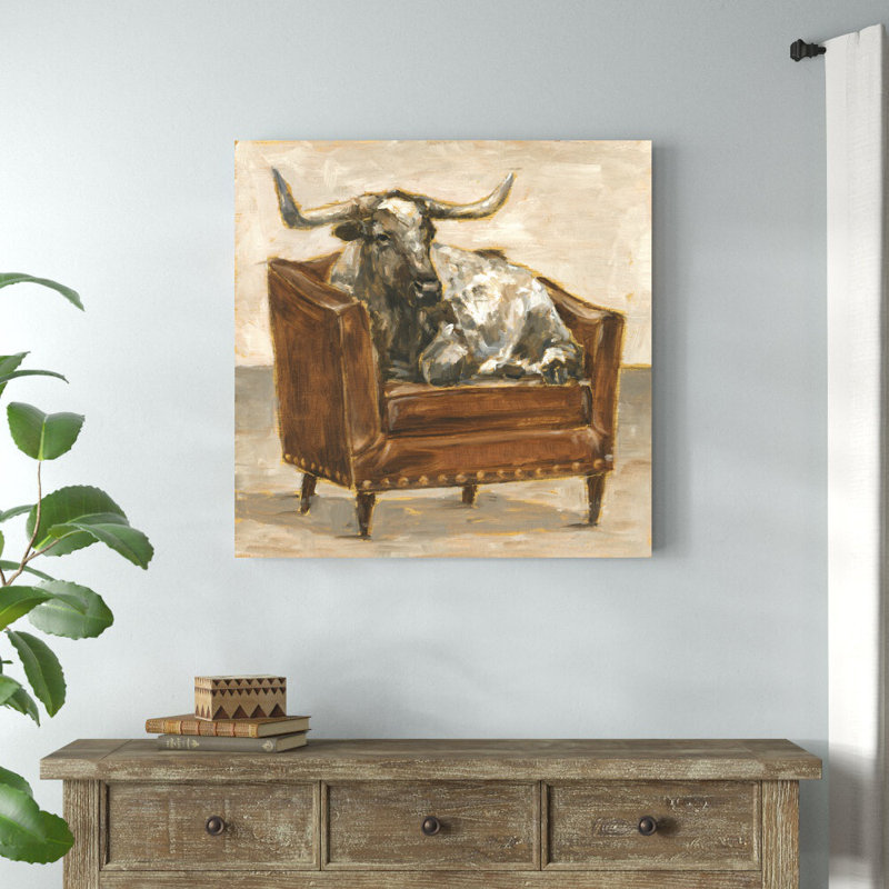 «Refined Comfort III» par Ethan Harper - Peinture, H 36 po x l 36 po, Impression encadrée avec passe-partout, Argent argent