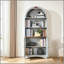 Armoire de rangement arquée avec appliques décoratives, buffet en panneau de fibres à densité moyenne anti-égratignures, tablettes et charnières réglables, sangle anti-basculement, armoire à vin de rangement autoportante pour le salon et la salle à manger-1326866155
