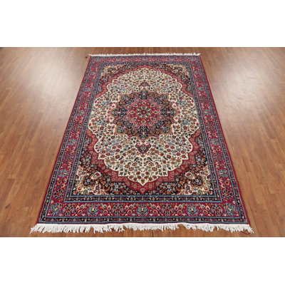 Floral Ivory Traditional Turkish Living Room Rug 6x10