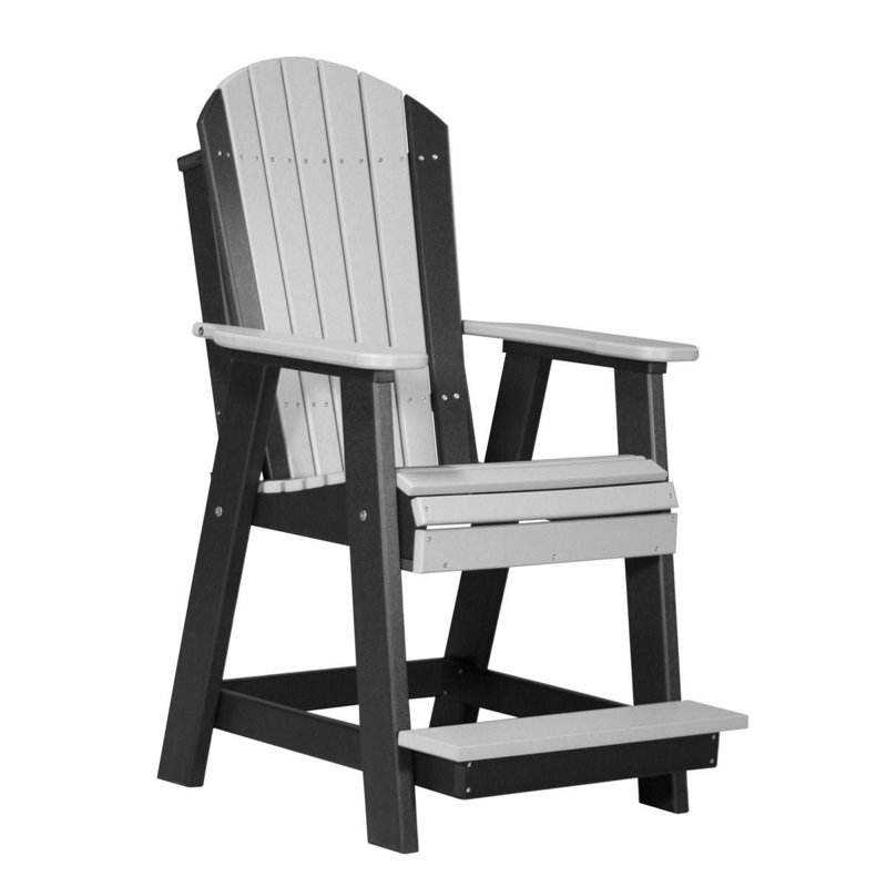Chaise de terrasse Janel Adirondack, Gris colombe et noir, Chaise à accoudoir