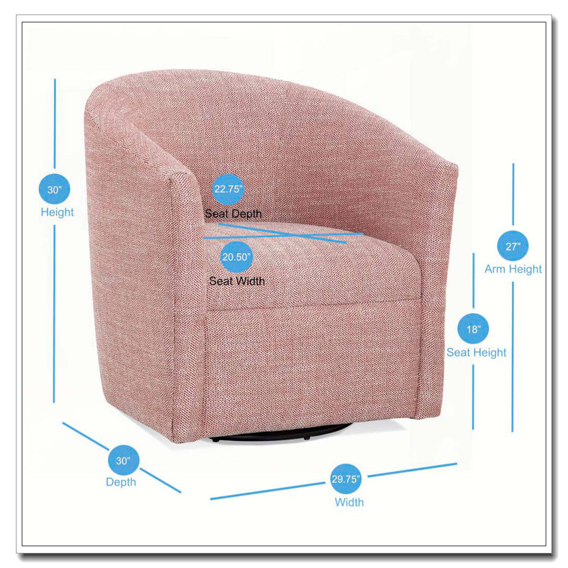 Fauteuil demi-tonneau pivotant au henné Lainey, Rouge